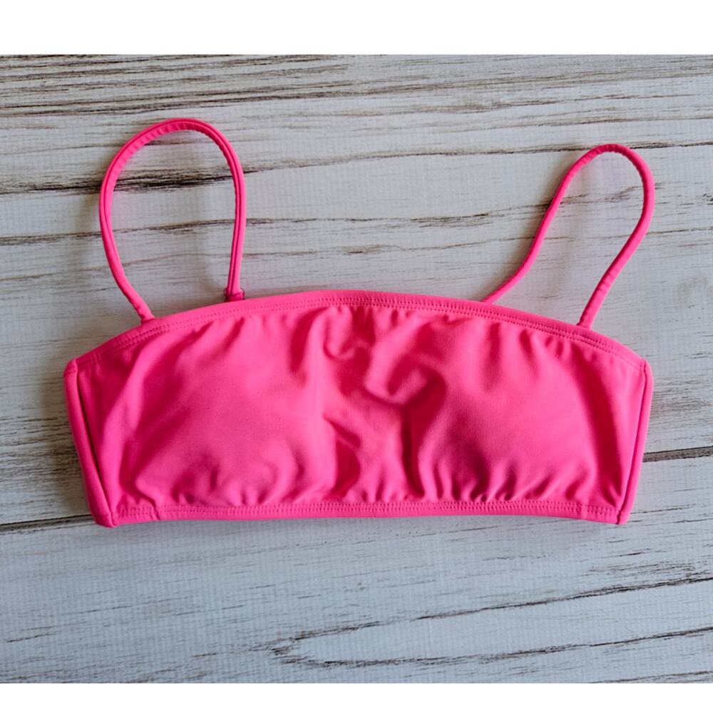 SheIn Neon Pink Bandeau with Straps Bikini top sz M